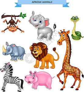 卡通非洲动物收集的背景图片