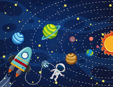 太空插图中的宇航员背景图片