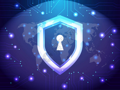 数码电器主图网络安全防范网络安全和概念盾牌保护主题插画