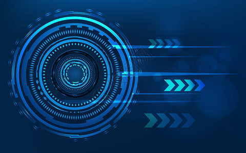 星罗棋布的蓝色技术圈和计算机抽象与蓝色和二进制代码矩阵商业和连接未来主义和工业40概念互联网网络和网络主题HUD接口设计图片
