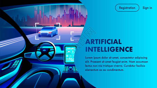 人工智能自动驾驶汽车驾驶舱城市景观视图未来无人驾驶汽车驱动创新人工智能数据系统图片