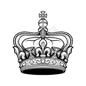 菲利格里高详细的英国皇冠设计标志会徽和纹身的元素查出的向量例证在白色背景着色书为孩子和成人插画