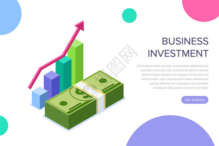 私募股权投资企业投资理念可用于网页横幅信息图形英雄图像在白色背景查出的平的等距向量例证插画