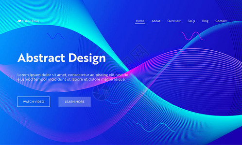 蓝色抽象几何频率波形状登陆页未来派数字模式创意霓虹灯线背板元素的网站网页平面动画片向量例证背景图片