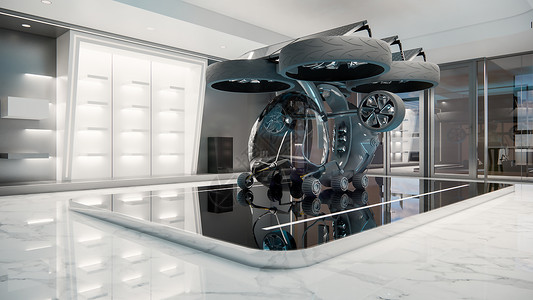 飞行驾驶未来感科幻汽车设计图片