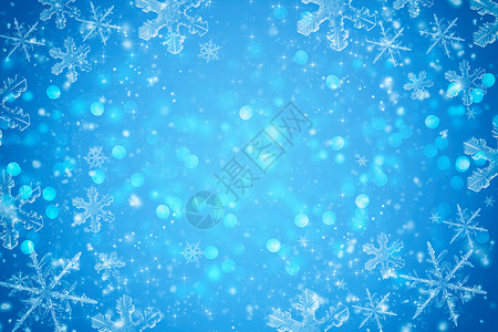 蓝色闪耀雪花蓝色创意雪花背景设计图片