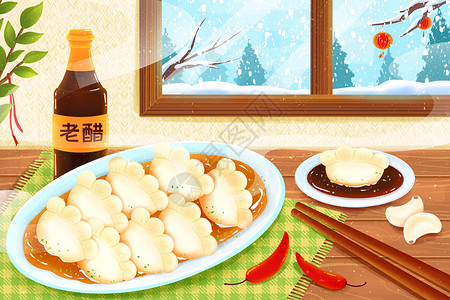 迎小年吃饺子冬天美味饺子插画插画
