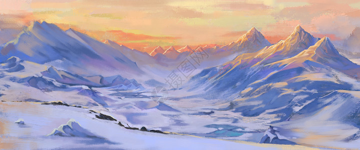 横图冬日雪山背景图片