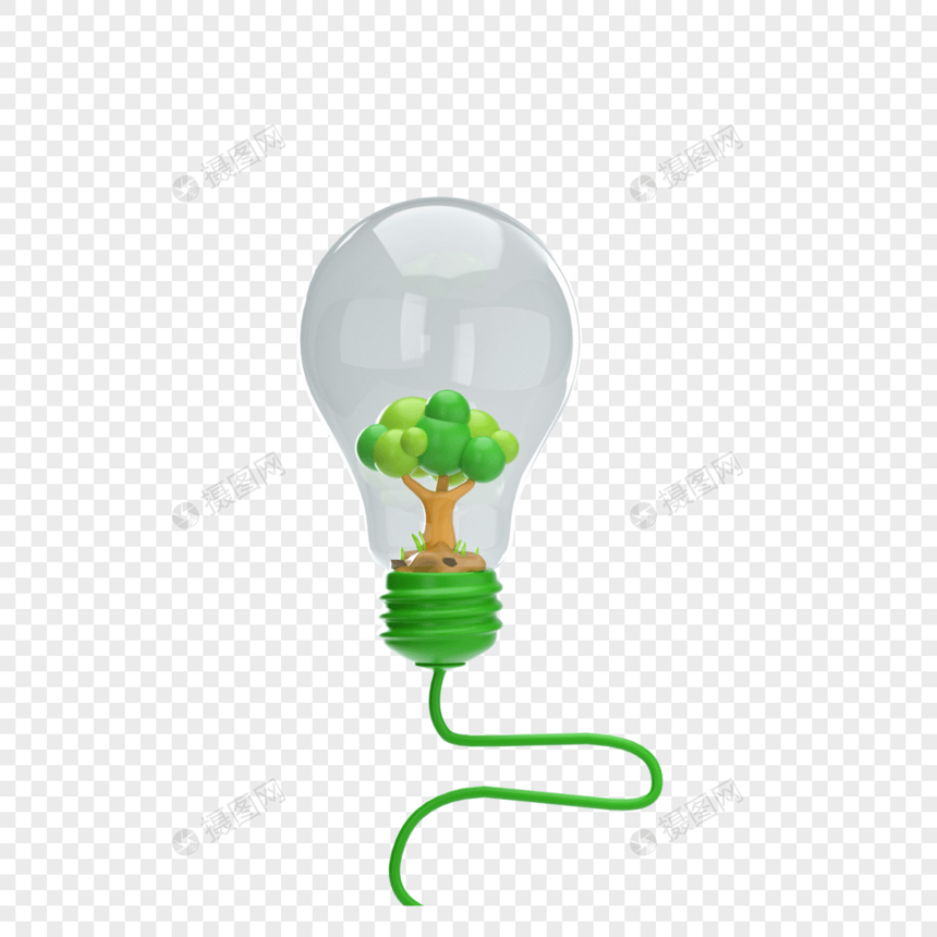 3D卡通绿色新能源图片