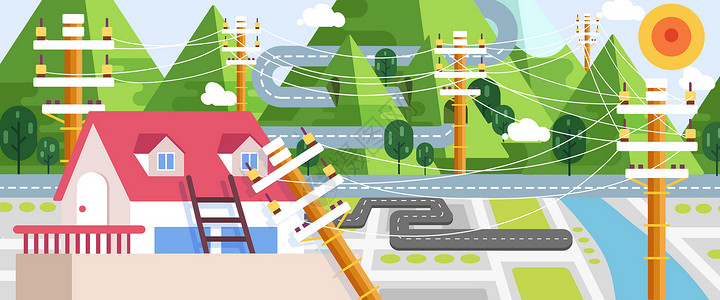 公路环境新能源维修技术插画