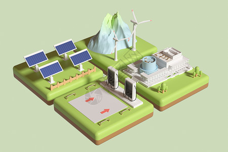 C4D光伏新能源立体模型3D元素背景图片