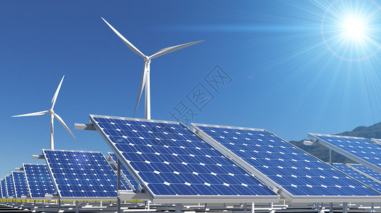 光能发电风能和太阳能使用场景设计图片