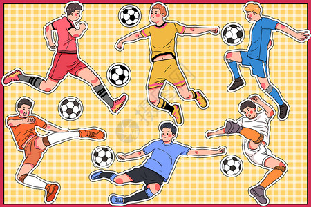 方格线足球运动员体育插画插画