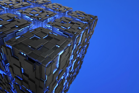 3D立体科技区块链主题场景背景图片