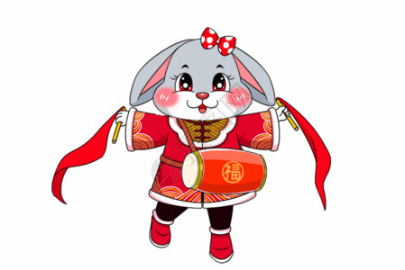 龙年新年快乐春节元素2023年兔年新年可爱卡通gif动图高清图片