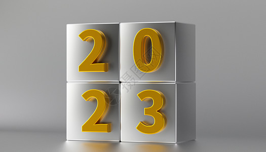 C4D 2023新年金属感立体字背景图片