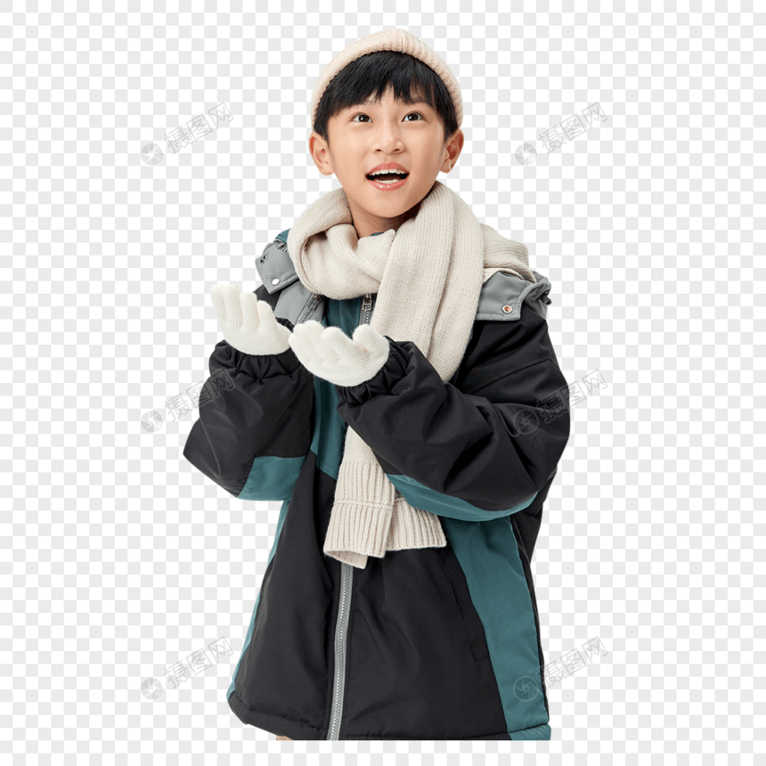 冬日穿羽绒服的小男孩图片