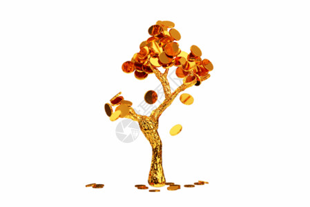 健康树枝创意C4D金色摇钱树3D GIF高清图片
