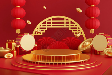 中国鼓blender新年展台设计图片