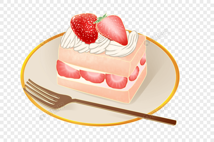 甜品草莓蛋糕叉子图片