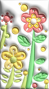 白色花儿春天可爱花朵小清新绿色矢量ai膨胀风插画插画