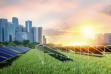 科技城市板绿色城市创意太阳能板设计图片