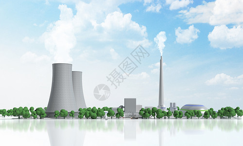 气体工厂3D热电站场景设计图片