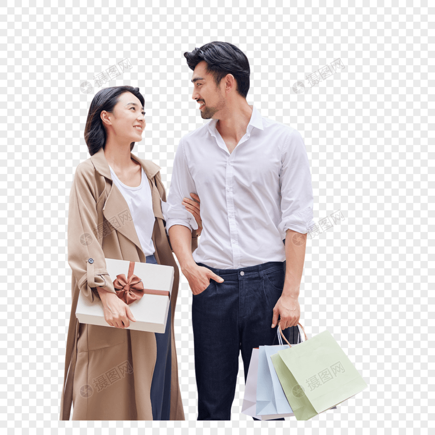 情侣一起逛街购物图片