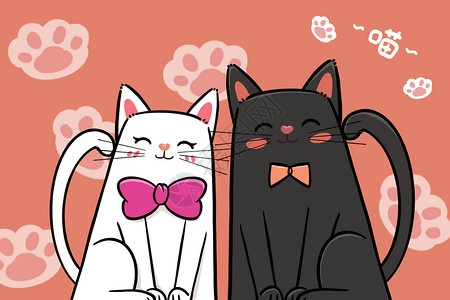 情人节可爱猫咪壁纸插画背景图片