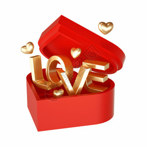 金色爱心光效3DC4D立体情人节214爱心爱情GIF高清图片