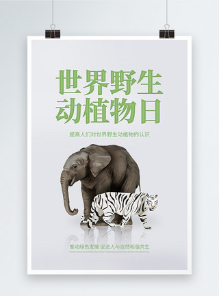 野生植物群世界野生动植物日公益宣传海报模板