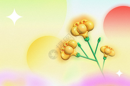定金膨胀清新立体花朵背景设计图片