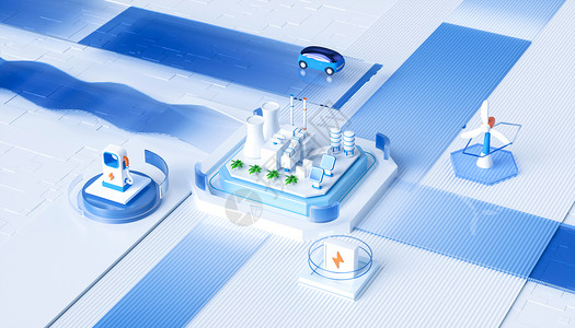 风能科技新能源卡通场景设计图片