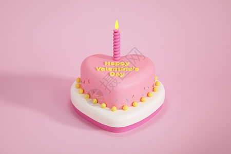 创意C4D情人节粉色蛋糕3D立体模型背景图片