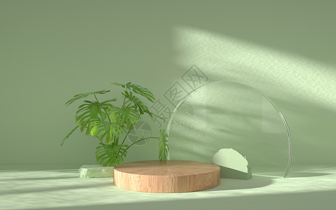 一株植物绿色光影展台设计图片