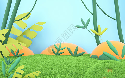 小草盆3D春日场景设计图片
