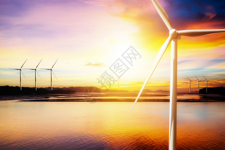 唯美大气新能源风力发电背景图片