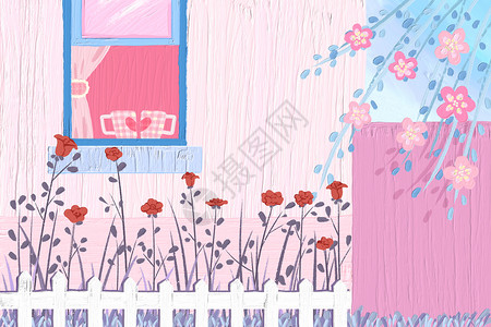 油画情人节粉红色浪漫玫瑰花背景图片