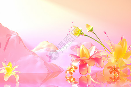 粉色材质渐变磨砂花朵设计图片