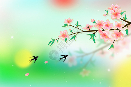 鸟语清新国风春天背景设计图片