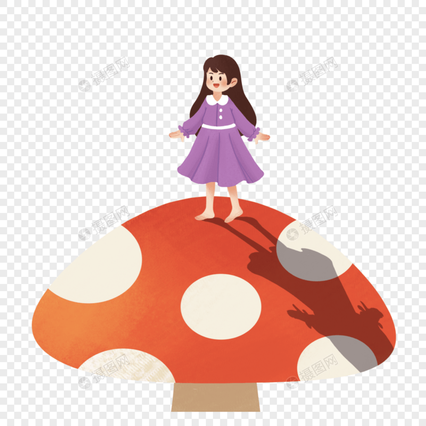 站在蘑菇上的小孩图片