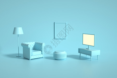 蓝色坐垫创意家具空间设计图片