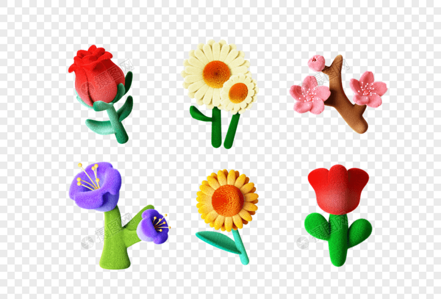 创意C4D毛绒花卉3D立体模型图片