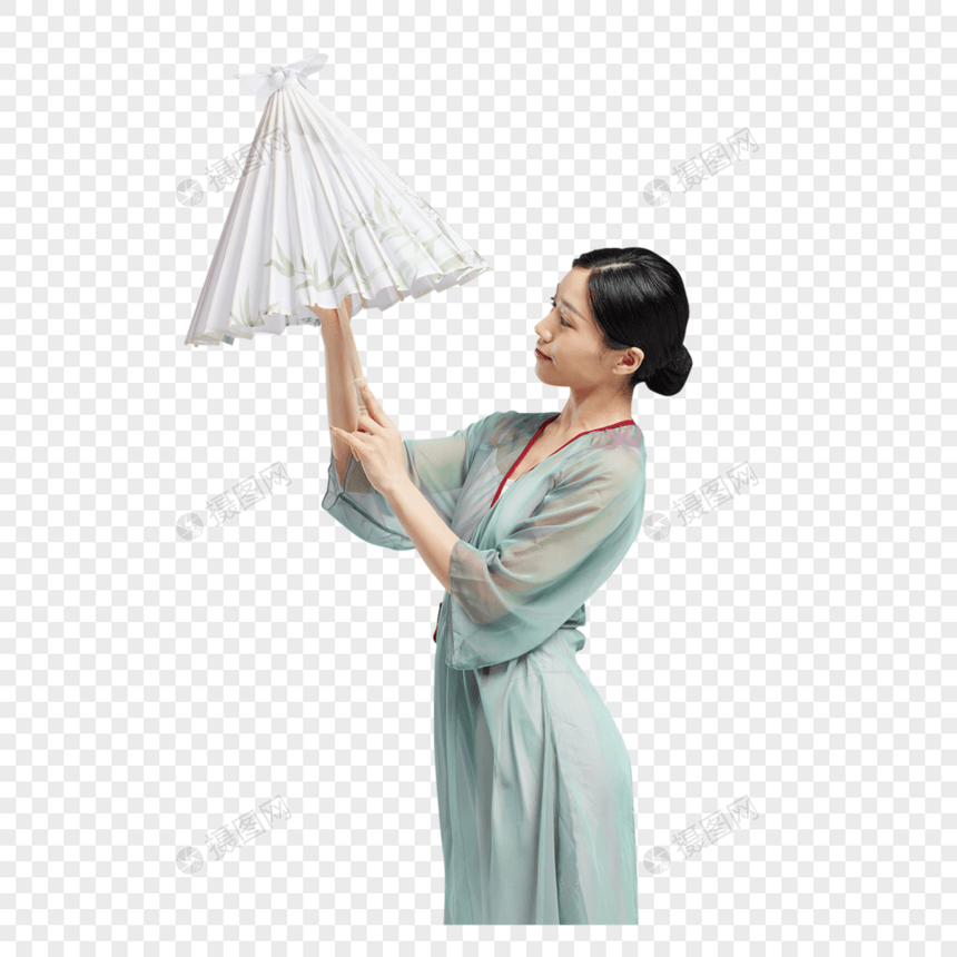 手拿油纸伞跳舞的东方美女图片