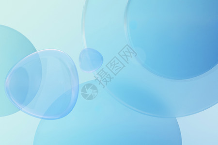 肥皂泡透明blender冰蓝几何玻璃场景设计图片