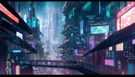 赛博朋克系列科幻街道背景图片