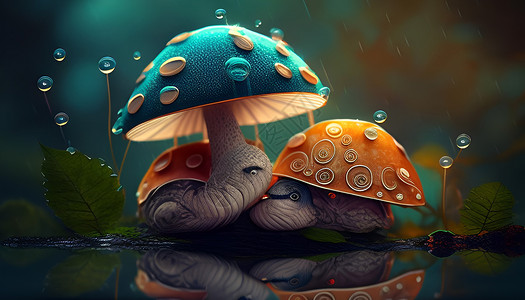 蘑菇和蜗牛背景图片