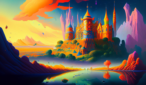 卡通风景城堡背景图片