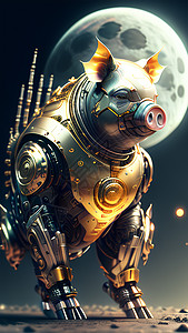 机械星球机械猪插画