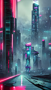 酷炫城市光效未来科幻城市插画